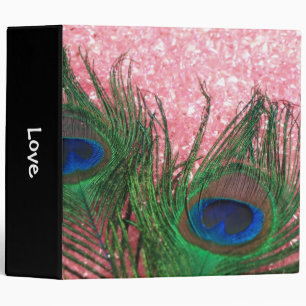Rocky Light Pink Peacock Feather 3 Ring Binder