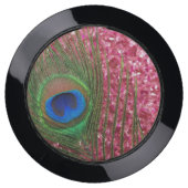 Rocky Light Pink Peacock Feather USB Charging Station (Front)