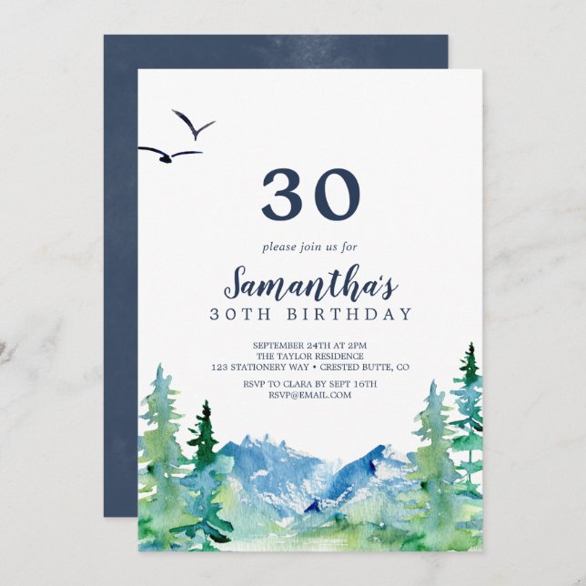 Rocky Mountain 30th Birthday Invitation (Front/Back)