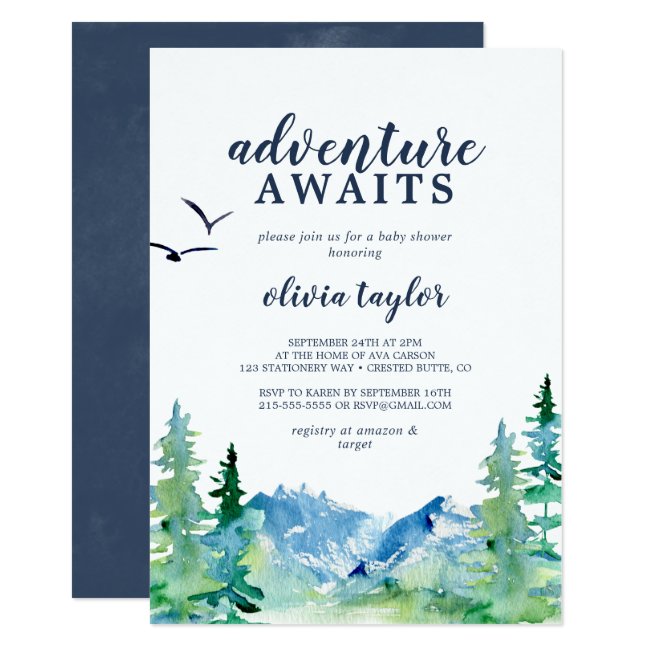 Rocky Mountain Adventure Awaits Baby Shower Invitation