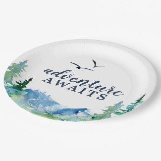 Rocky Mountain Adventure Awaits Baby Shower Paper Plate