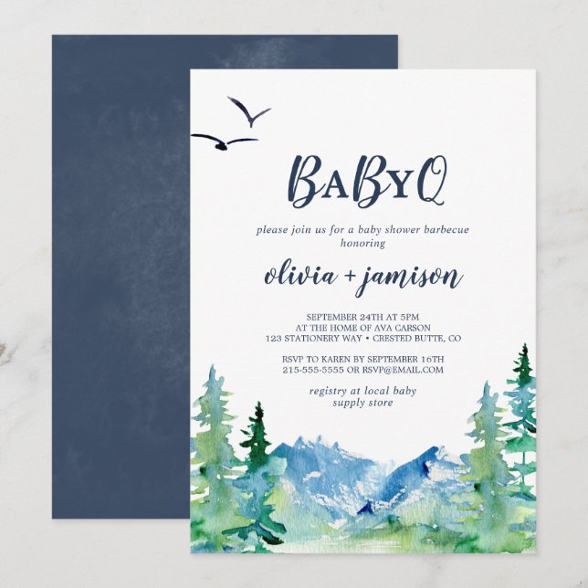 Rocky Mountain Baby Q Baby Shower Invitation (Front/Back)
