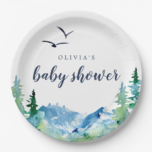 Rocky Mountain Baby Shower Paper Plates (Front)