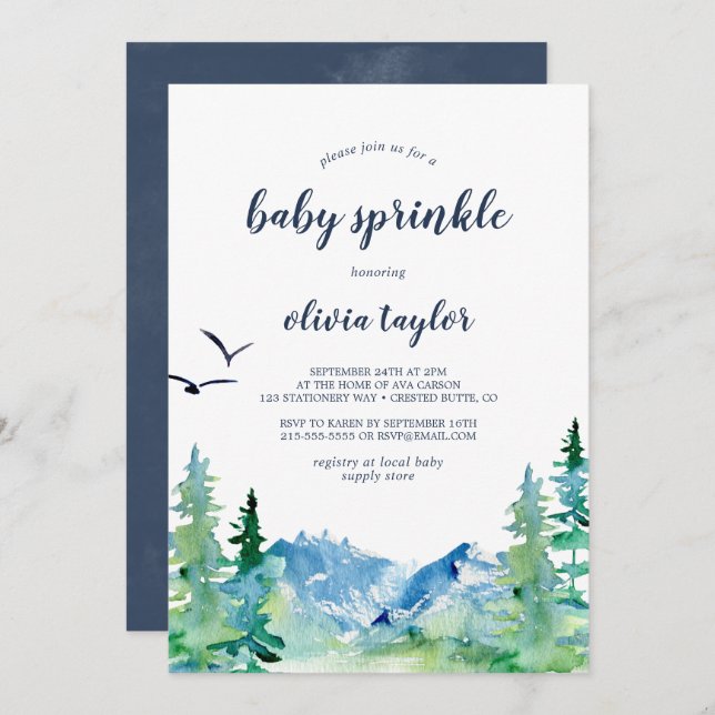 Rocky Mountain Baby Sprinkle Invitation (Front/Back)