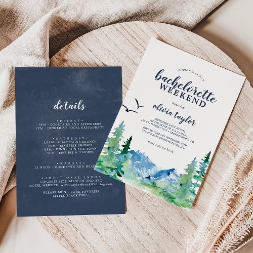 Rocky Mountain Bachelorette Weekend with Details Invitation