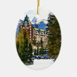 Rocky Mountain Castle - Banff Canada Ceramic Ornament