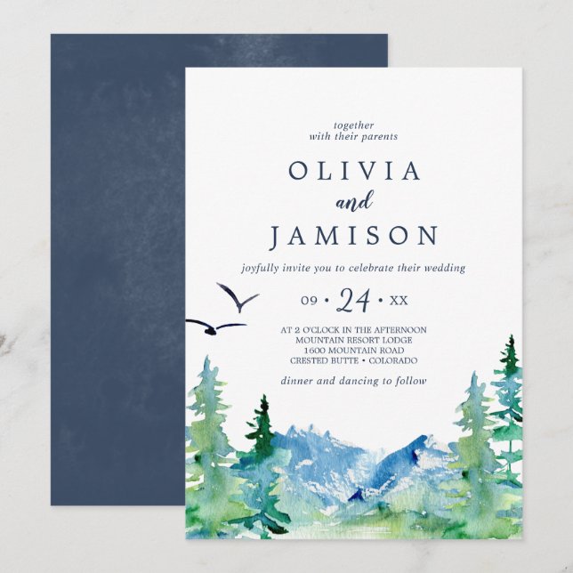 Rocky Mountain Casual Destination Wedding Invitation (Front/Back)