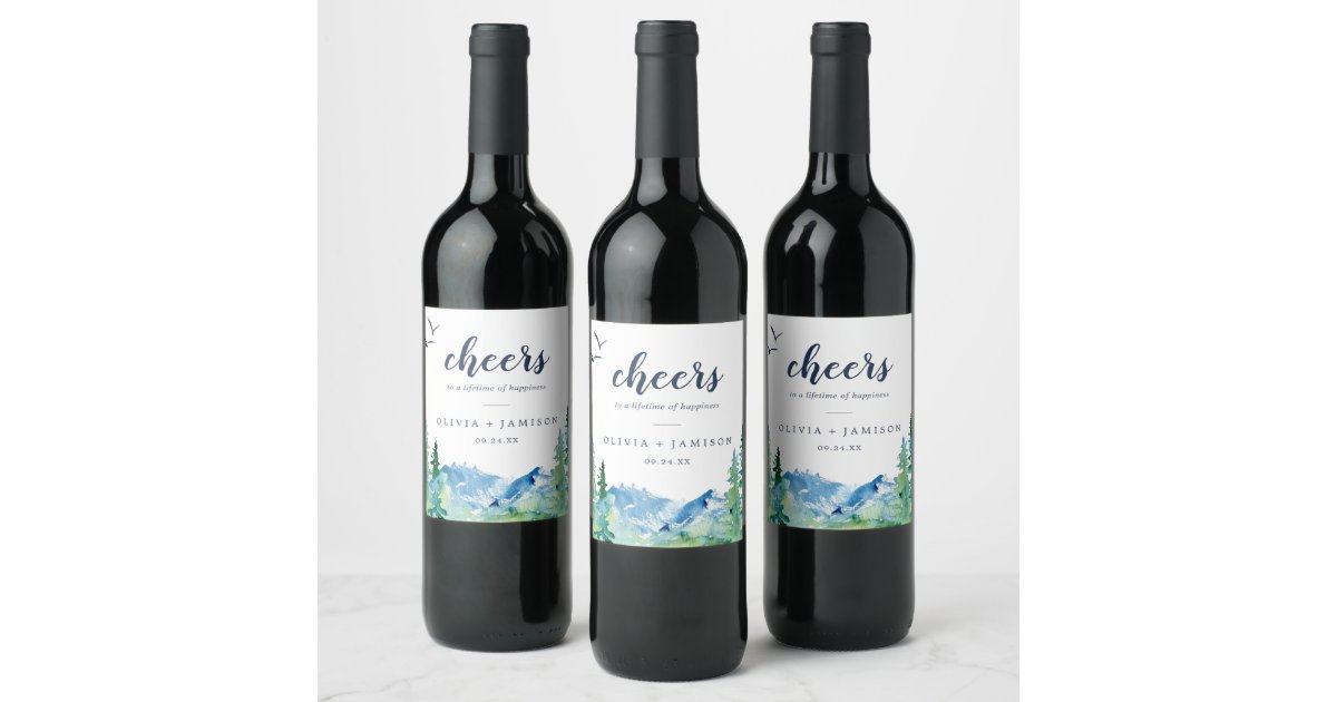 Rocky Mountain Cheers Wedding Wine Labels | Zazzle.com