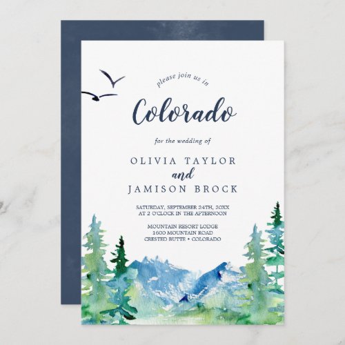 Rocky Mountain Colorado Destination Wedding Invitation