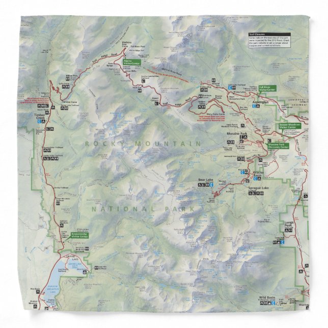 Rocky Mountain (Colorado) map bandana (Front)