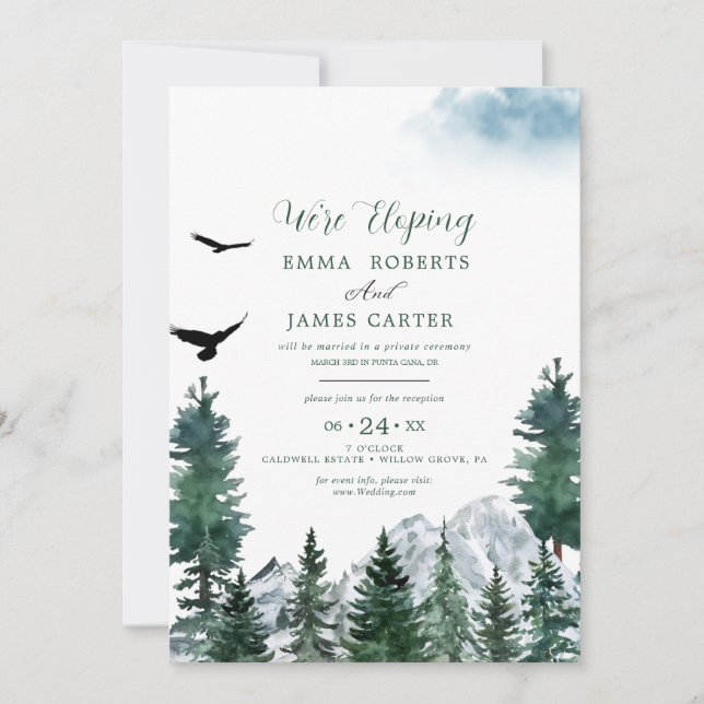 Rocky Mountain Destination Elopement Reception  Invitation (Front)