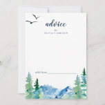Rocky Mountain Destination Wedding Advice Card<br><div class="desc">This Rocky Mountain destination wedding advice card is perfect for an outdoor wedding and can be used for any event. The design features a blue and green painted wilderness landscape with watercolor pine trees, birds and mountains. These advice cards can be used as a guestbook alternative for a wedding reception,...</div>