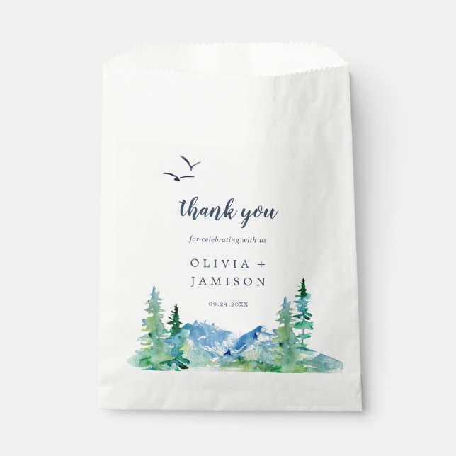 Rocky Mountain Destination Wedding Thank You Favor Bag (Front)