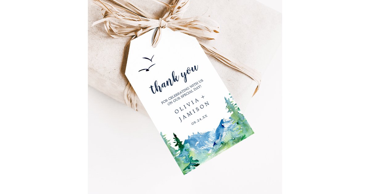 Rocky Mountain Destination Wedding Thank You Favor Gift Tags | Zazzle