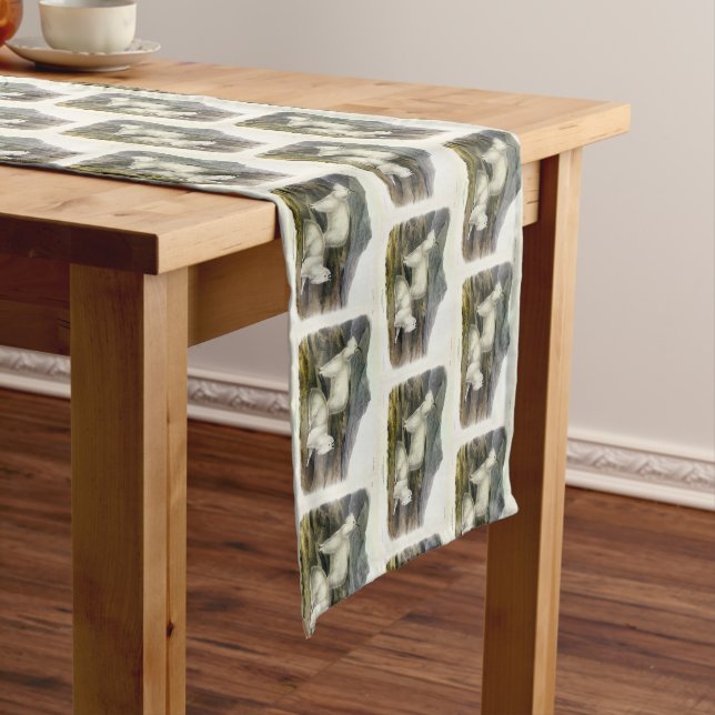 Rocky Mountain Goat (Capra Americana by Audubon Medium Table Runner (In Situ)