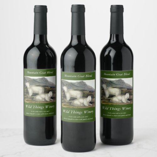 Rocky Mountain Goat Capra Americana by Audubon Wine Label