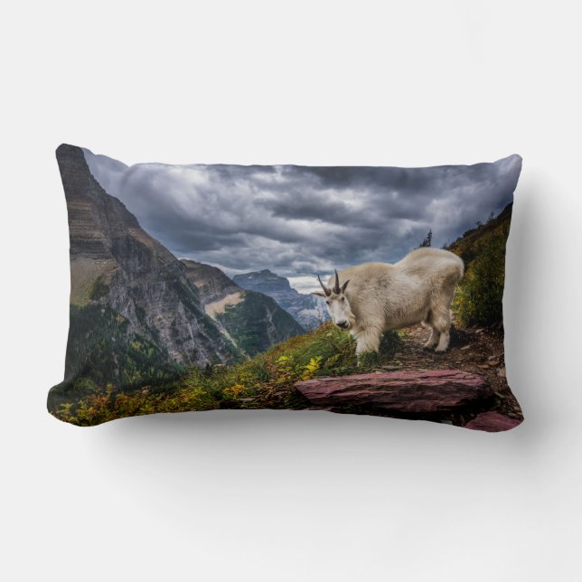 Rocky Mountain Goat Lumbar Pillow (Front)