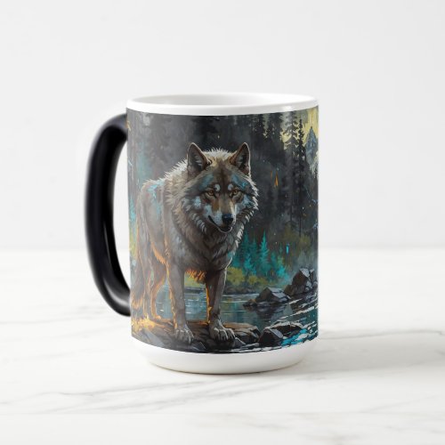 Rocky Mountain Gray Wolf Art Magic Mug
