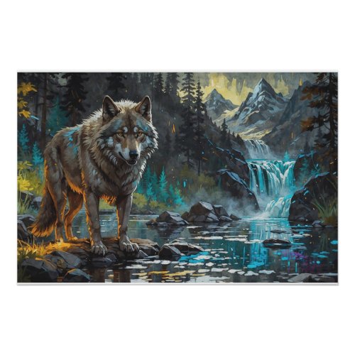 Rocky Mountain Gray Wolf Art Poster