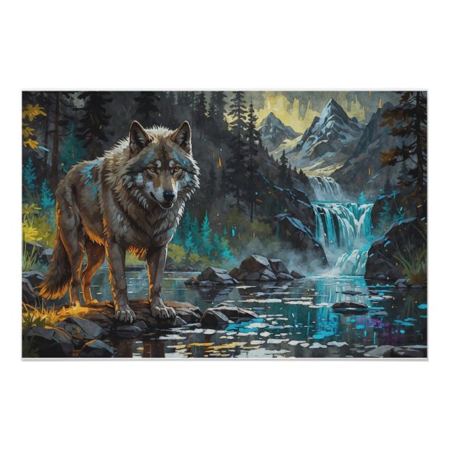 Rocky Mountain Gray Wolf Art Poster (Front)