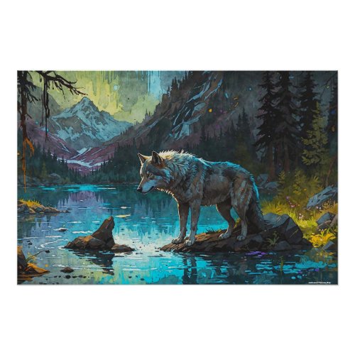 Rocky Mountain Gray Wolf Art Poster