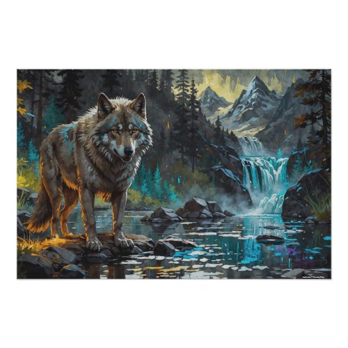 Rocky Mountain Gray Wolf Art Poster