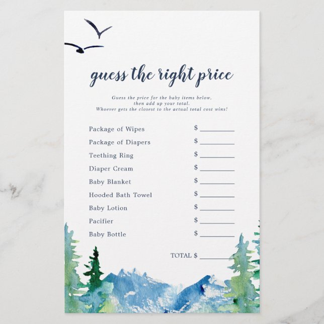 Rocky Mountain Guess the Right Price Game (Front)