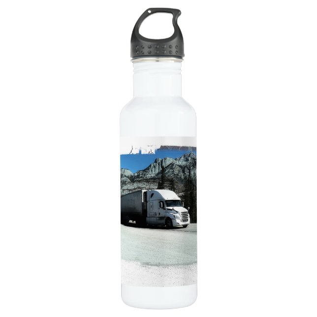 Rocky Mountain Hauler - Freight Truck Driver Stainless Steel Water Bottle (Front)