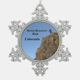 Rocky Mountain High, Colorado Snowflake Pewter Christmas Ornament