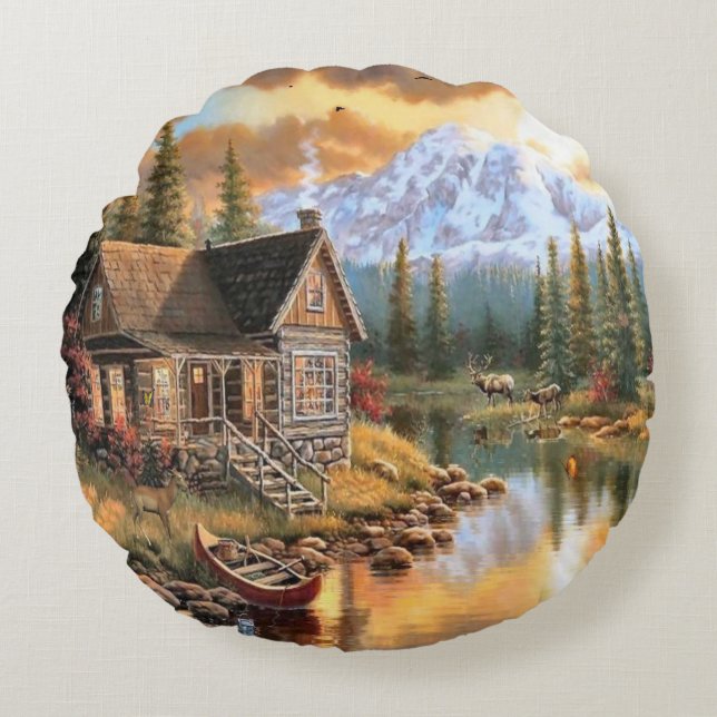 "Rocky Mountain High" Round Pillow (Front)
