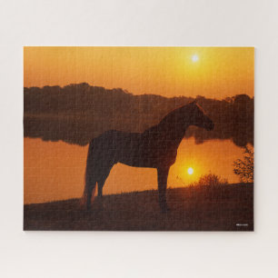 Rocky Mountain Horse Standing In Sunset Jigsaw Puzzle