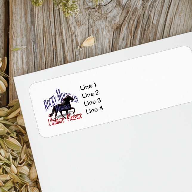 Rocky Mountain Horses Ultimate Pleasure Label (Rocky Mountain Horses return address label with horse silhouette logo and customizable name and addy)