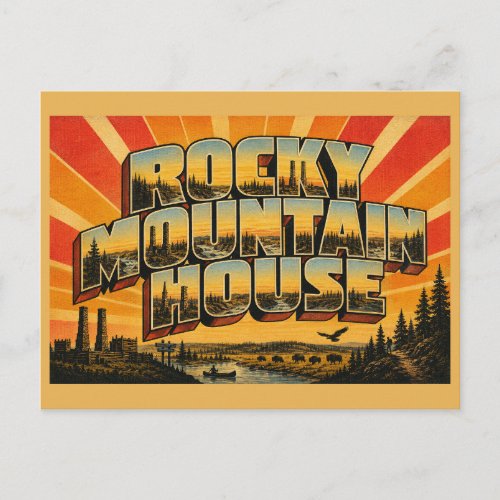 Rocky Mountain House AB River Ruins Forest Art Postcard