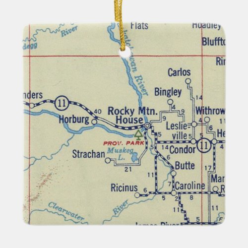 Rocky Mountain House AB Vintage Map Ceramic Ornament