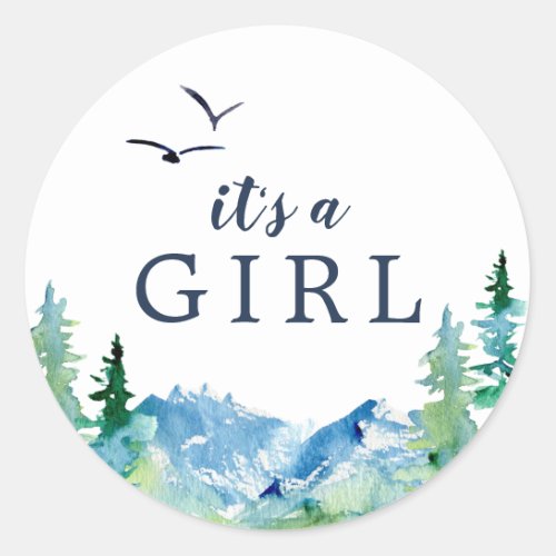 Rocky Mountain Its A Girl Baby Shower Sticker