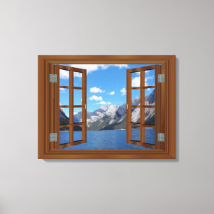 Rocky Mountain Lake Fab Window Canvas Print