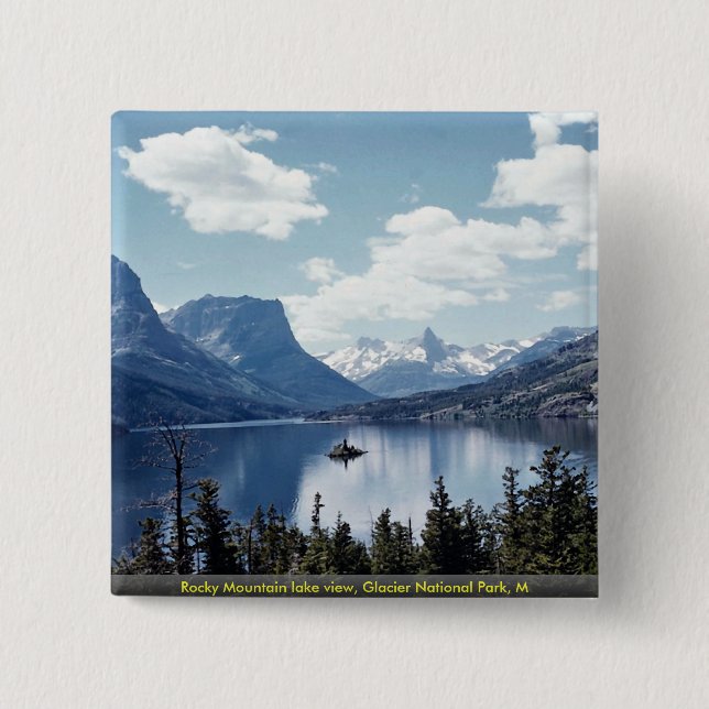 Rocky Mountain lake view, Glacier National Park, M Button (Front)