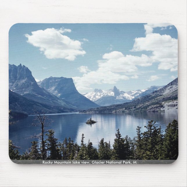 Rocky Mountain lake view, Glacier National Park, M Mouse Pad (Front)