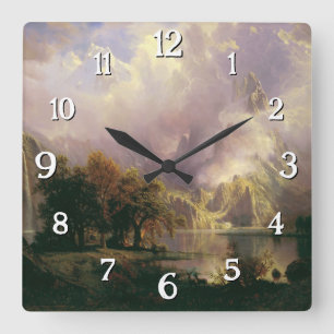 Rocky Mountain Landscape Majestic Scenery Square Wall Clock