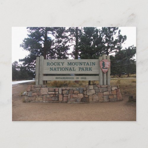 Rocky Mountain National Park CO Entrance Sign Postcard