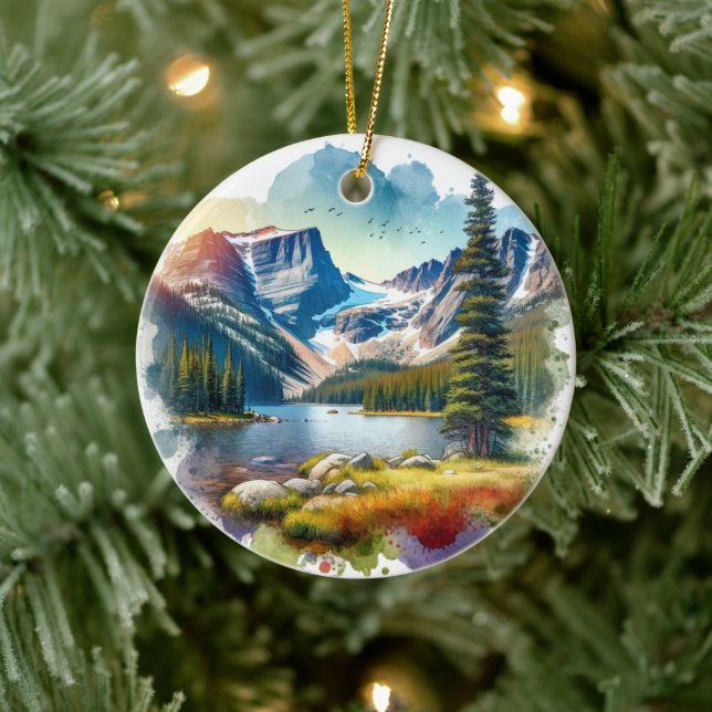 Rocky Mountain National Park Colorado Ceramic Ornament (Tree)