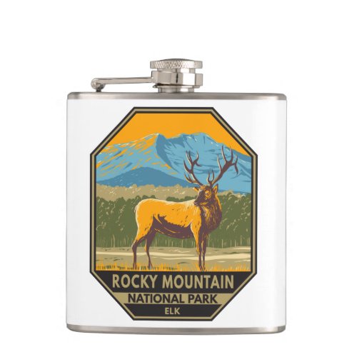Rocky Mountain National Park Colorado Elk Vintage Flask
