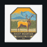 Rocky Mountain National Park Colorado Elk Vintage Magnet<br><div class="desc">Rocky Mountain vector artwork design. The park is known for the Trail Ridge Road and the Old Fall River Road,  drives that pass aspen trees and rivers.</div>
