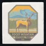 Rocky Mountain National Park Colorado Elk Vintage Stone Coaster<br><div class="desc">Rocky Mountain vector artwork design. The park is known for the Trail Ridge Road and the Old Fall River Road,  drives that pass aspen trees and rivers.</div>