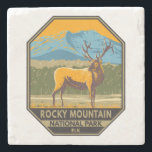 Rocky Mountain National Park Colorado Elk Vintage Stone Coaster<br><div class="desc">Rocky Mountain vector artwork design. The park is known for the Trail Ridge Road and the Old Fall River Road,  drives that pass aspen trees and rivers.</div>