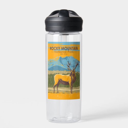 Rocky Mountain National Park Colorado Elk Vintage Water Bottle