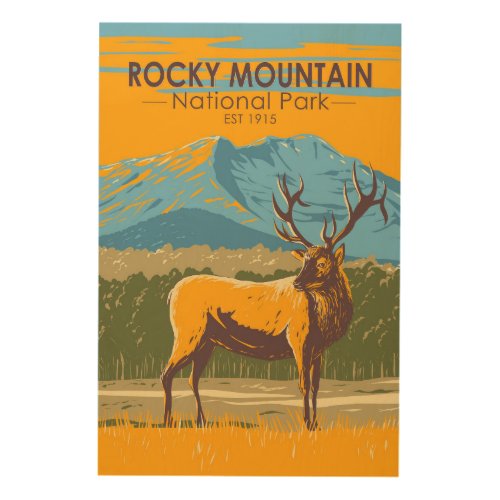 Rocky Mountain National Park Colorado Elk Vintage Wood Wall Art