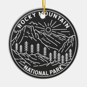Rocky Mountain National Park Colorado Monoline Ceramic Ornament