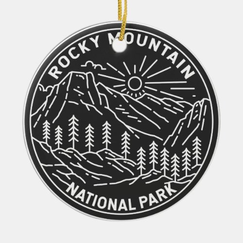 Rocky Mountain National Park Colorado Monoline  Ceramic Ornament