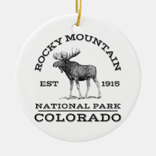Rocky Mountain National Park Colorado Moose Hike O Ceramic Ornament